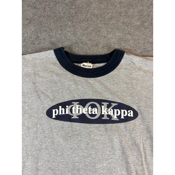 Vintage Phi Theta Kappa Graphic Ringer Tee Mens Large Gray College Streetwear - Picture 2 of 7